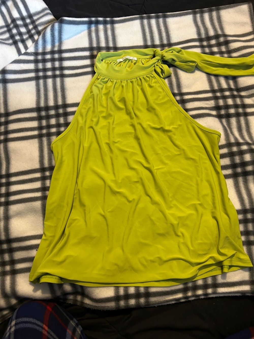 Women's Halter Neck Tank Top - Lime Green